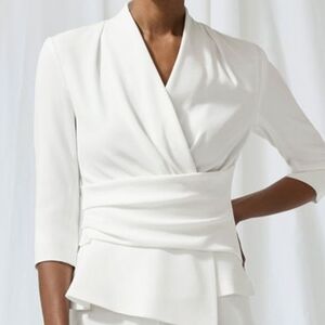 The Fold Belleville Clever Crepe Wrap Top Ivory UK 16 US 12